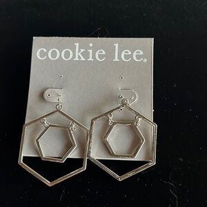 Geometric Shaped Silver Toned Earrings by Cookie Lee #19042
